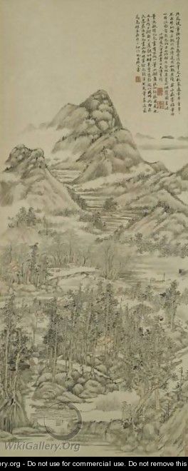 Landscape with figures - Fang Shishu