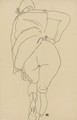 Semi-Nude, Back View - Egon Schiele