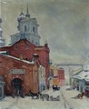 Russian Street In Winter - Arnold Borisovich Lakhovsky