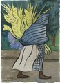 Mujer De Costado Con Palmas - Diego Rivera