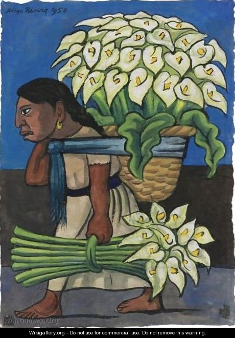 Woman With Calla Lillies On Her Back - Diego Rivera