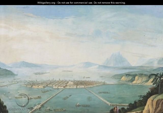 Panoramic View Of The Valley Of Mexico With Mexico City And The Lake Of Texcoco - Mexican School