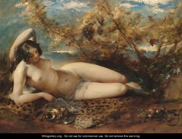 A Young Woman Reclining On A Fur Rug - William Etty