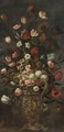 Natura Morta Con Rose, Tulipani, Garofani, Peonie E Altri Fiori In Un Vaso Istoriato - Toscan School