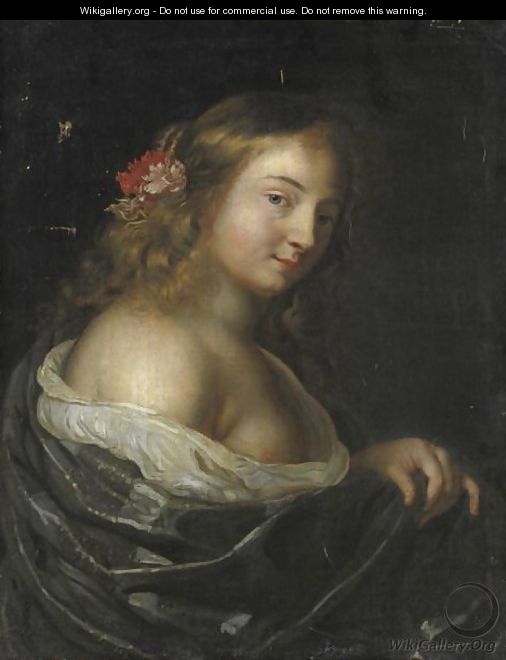 Ritratto Di Giovane Donna Con Fiori Fra I Capelli - Bartolomeo Guidobono