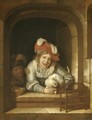 Two Children Playing With A Cat Holding A Bird In Its Jaws - Adriaen Van Der Werff