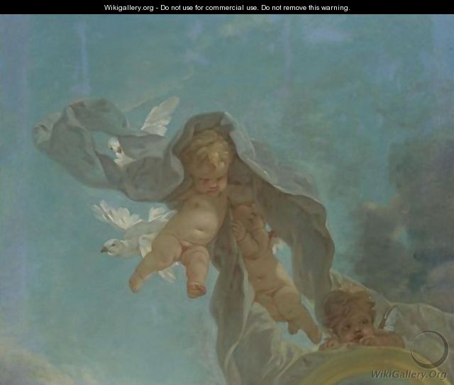 Putti With Doves, A Fragment - François Boucher