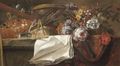 Still Life With Artist's Materials, Including A Used Palette And A Series Of Brushes - (after) Jean-Baptiste Monnoyer