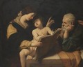 Holy Family With The Madonna Teaching The Christ Child To Read - Lionello Spada