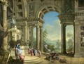 An Allegorical Monument To King George I The Interior Of A Classical Building Representing The Temple Of Fame - Francesco Fernandi (Imperiali)