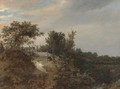 A Landscape With Two Figures On A Rise And A Stream At Right - Jacob Van Ruisdael