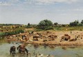 Cattle By The River - Vladimir Egorovic Makovsky