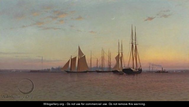 Sailboats At Sunset - Francis Augustus Silva