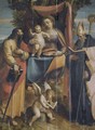 The Madonna And Child With Saints Paul And Augustine, A Putto Reading At Their Feet - Luca Cambiaso