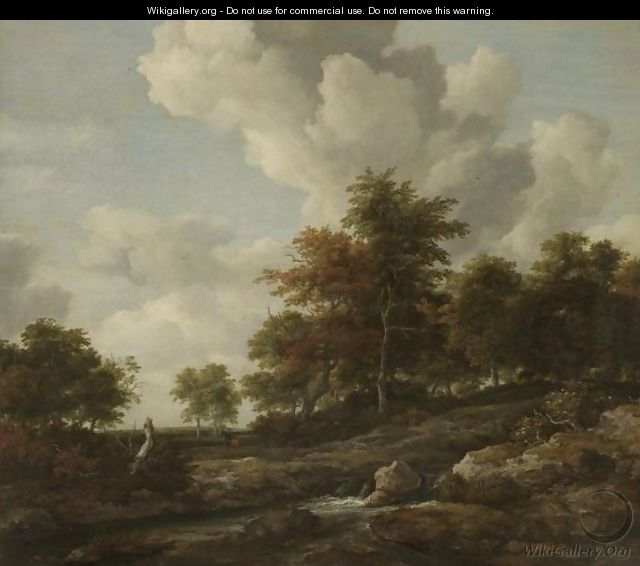 Wooded Landscape With A Rocky Stream - Jacob Van Ruisdael