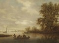 A River Landscape With A Ferry Boat - Salomon van Ruysdael
