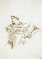 A Seated Oriental Figure, Seen From Below - Giovanni Battista Tiepolo