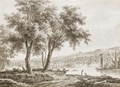 View Across A Landscaped Park, With A Country House To The Left And Figures By A Lake To The Right - Jacques Rigaud