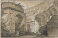 Interior Of The Colosseum, With Seated Figures - Charles Michel-Ange Challe