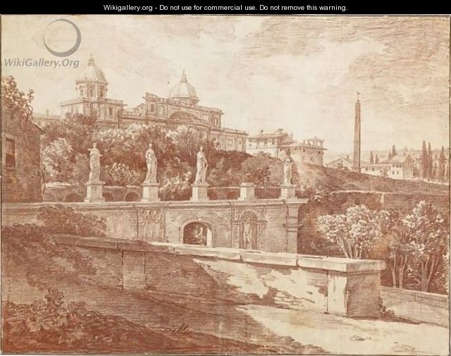 View Of The Esquiline Hill And The Basilica Of Sta. Maria Maggiore In Rome - Joseph Benoît Suvée