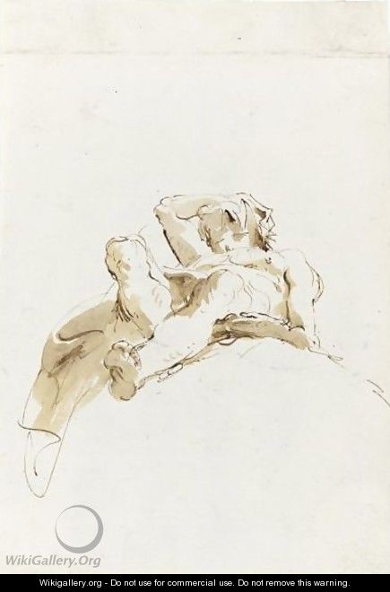 Reclining Figure Seen From Below - Giovanni Battista Tiepolo