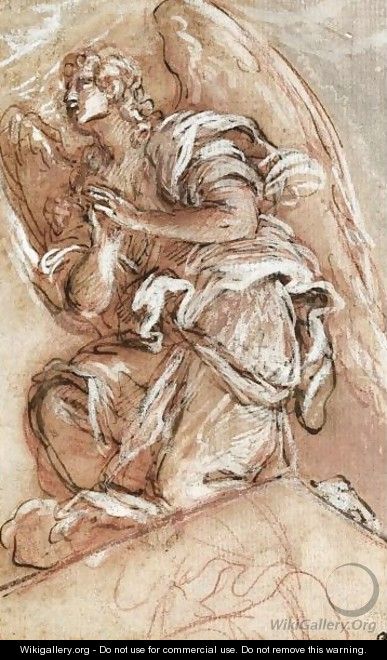Study Of A Kneeling Angel - Giuseppe Passeri