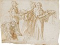 Studies Of Four Women Carrying Vessels At The Scene Of A Birth - Guglielmo Caccia