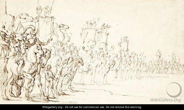 A Court Festival, With Cavaliers, Elephants And Camels - Florentine School