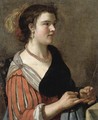 Portrait Of A Lady, Half Length, Dressed As A Fortune Teller And Holding A Divination Rod - (after) Adriaen Van Utrecht