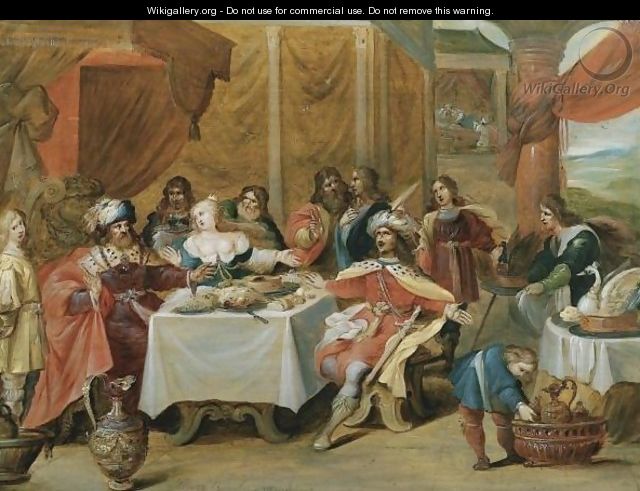 The Banquet Of Esther 2 - (after) Frans II Francken