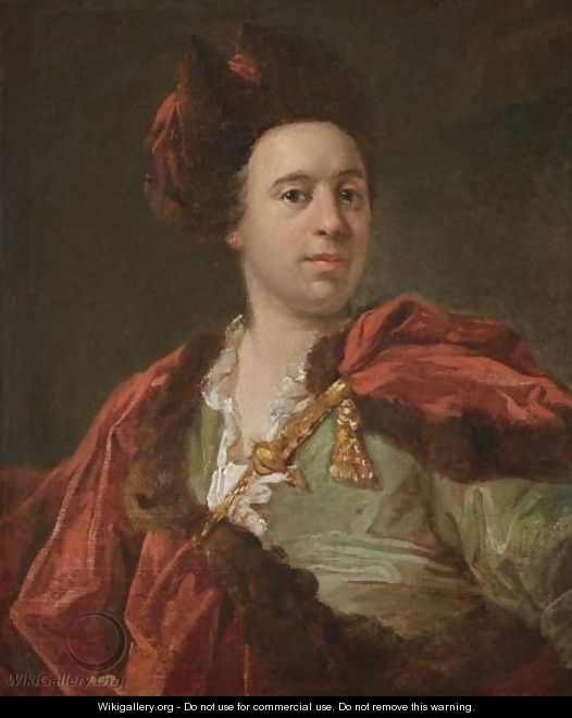 Portrait Of A Gentleman, Half Length, Wearing A Red Fur-Lined Cloak And A Hat - Venetian School