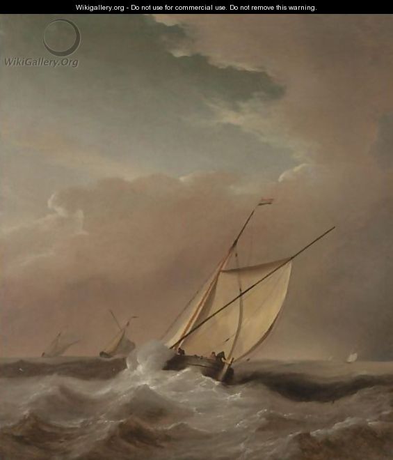 A Seascape With Ships In A Rough Sea - (after) Willem Van De, The Younger Velde