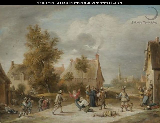 Soldiers Looting A Village - David The Younger Teniers