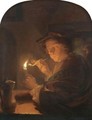 A Nocturnal Interior With A Toper - Godfried Schalcken