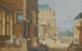 An Architectural Capriccio With Dives And Lazarus - Nicolas De Giselaer