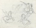 Four Studies Of Horsemen Holding Lances - Theodore Gericault