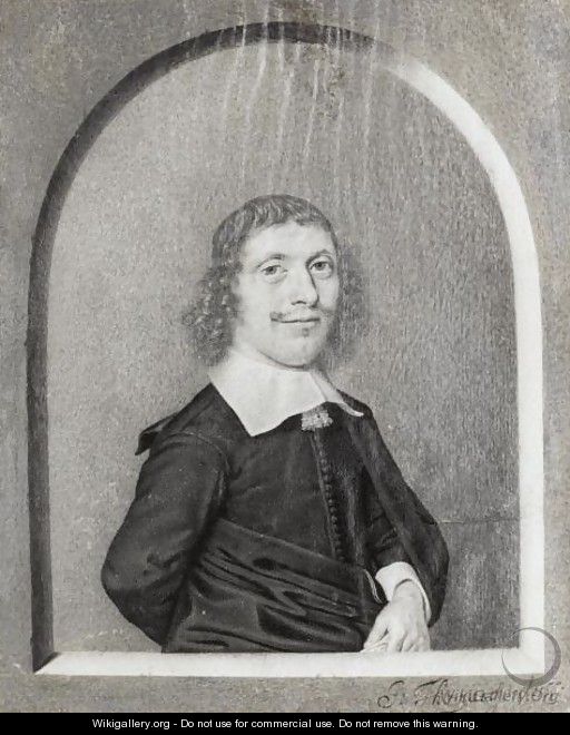 Portrait Of A Man, Half Length, Within A Drawn Niche - Johan Thopas