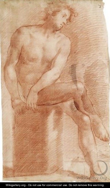 A Seated Male Nude, His Legs Crossed - Vincenzo Dandini