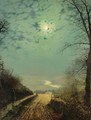 A Wet Road By Moonlight, Wharfedale - John Atkinson Grimshaw