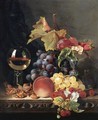 Still Life With A Wine Goblet And Silver Tazza, Grapes, Berries, Plums And Hazlenuts - Edward Ladell