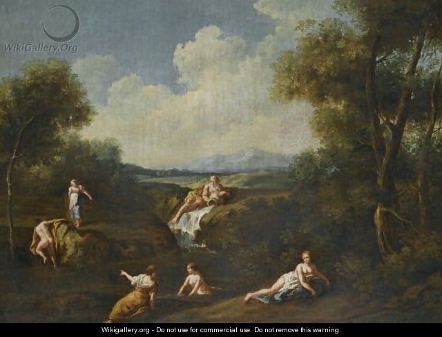 A River Landscape With Nymphs Bathing Before A River God - (after) Giuseppe Zais