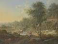 An Extensive Wooded Landscape With Figures By A Ford - Johann Christian Vollerdt or Vollaert