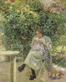 Femme A Sa Couture Assise Dans Un Jardin - Ludovic Vallee