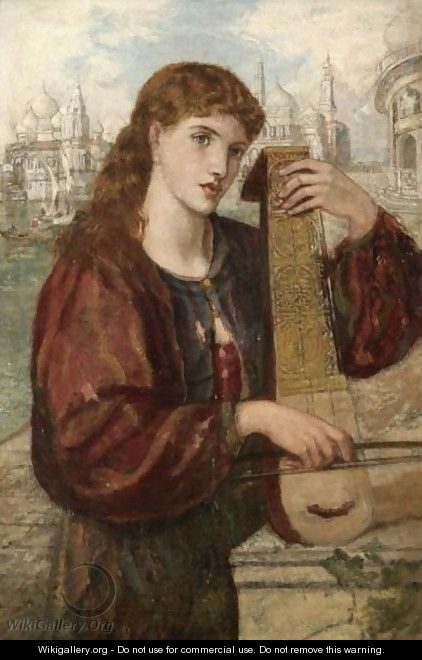 Girl With A Psaltery - Henry Treffry Dunn
