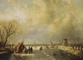 Winter Scene With Skaters - Charles Henri Leickert