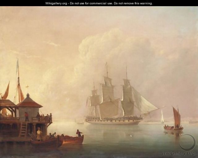 Man Of War At Plymouth Sound - Nicholas Matthews (1816-51) Condy