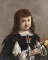 Portrait Of A Young Boy, Half Length, Arranging Flowers In A Vase - Elisabetta Sirani