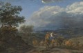A Hilly Landscape With Herdsmen And Cattle - Nicolaes Berchem