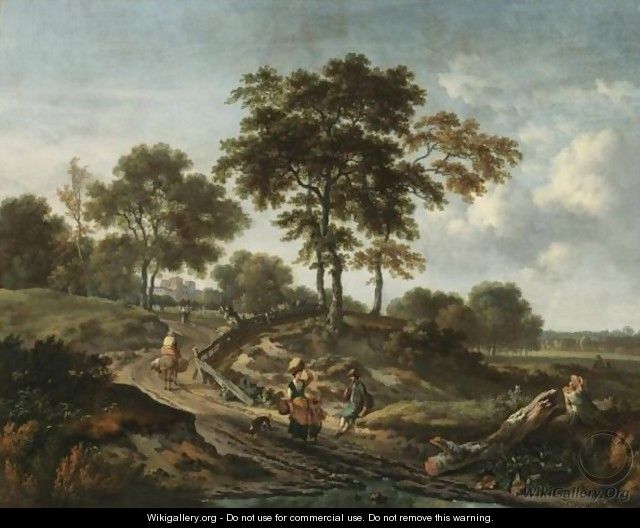A Landscape With Peasants Conversing On A Countryside Path - Jan Wijnants