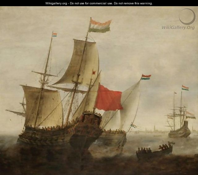 A Dutch Man-Of-War And Merchantmen Off Amsterdam - Jacob Adriaensz. Bellevois